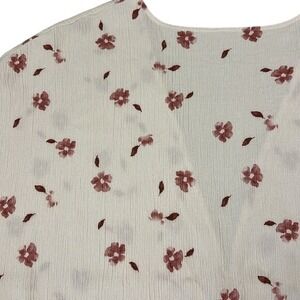 Willow Root Cream Floral Twist Front‎ Smocked Hem Short Sleeve Crop Top XL